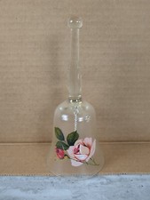 Vintage Glass Hand Bell, Rose Design