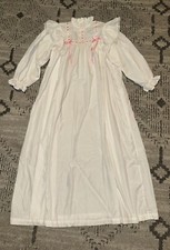 Vtg Pleasant Company American Girl Samantha Nightgown Junior White Pink Ribbon M