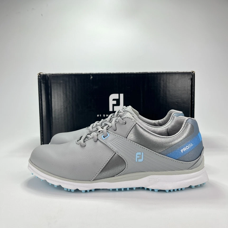 NEW FootJoy Pro SL Golf Gray Light Blue Athletic Golf Shoes 98118 Women's Size 8 - Image 2 of 4