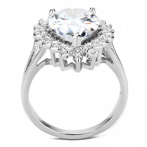 Pear cut ring cocktail cubic zirconia rhodium sparkling 1435 handmade - Picture 3 of 6