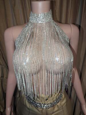 Rhinestone Fringe Chain Shirt (Ready to Ship)