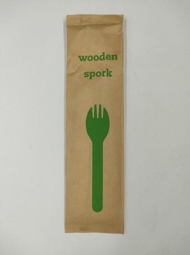 100pcs 16cm Ind-Wrap Wooden Spork Party Picnic Food Delivery Takeaway - Picture 2 of 3