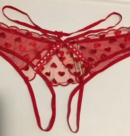 Victoria’s Secret Dream Angels Red Heart Embroidery Brazilian Panties Size L-XL