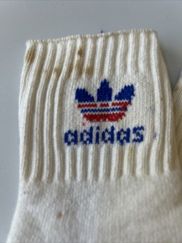 VTG Mens Adidas Blue/Red Socks Orlon Acrylic 80s Ankle Crew Size 10-13 Irregular - Picture 8 of 8