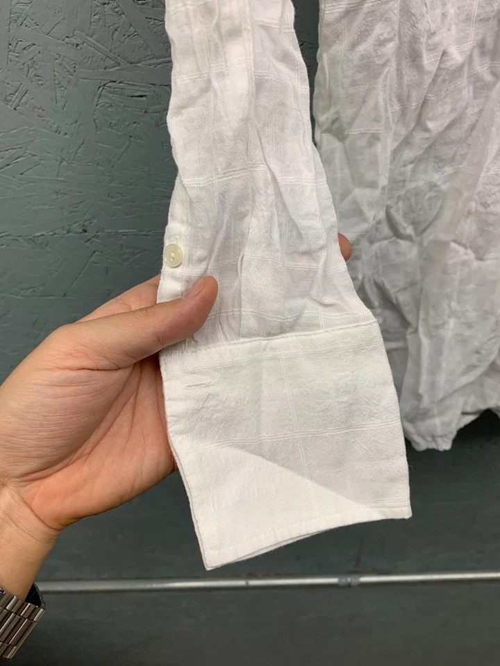 Blusa Vince Para Mujer XS Blanca Transparente Manga Larga Cuello Banda Tela Mixta Top Foto 3 de 4