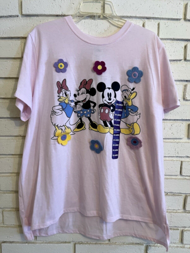 Disney Damen T-Shirt Größe XXL Mickey and Friends Figur rosa Häkelblumen Neu mit Etikett