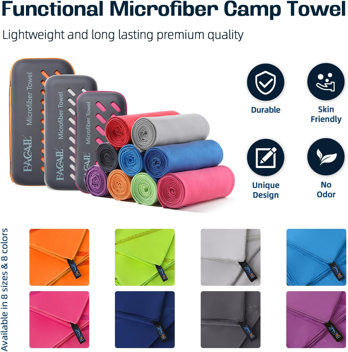 BAGAIL Microfibre Travel Towel, Perfect Camping Towel, Swimming Towel