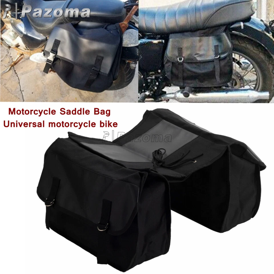 Alforja de lona impermeable para motocicleta Harley Suzuki Kawasaki Yamaha Honda Foto 3 de 4