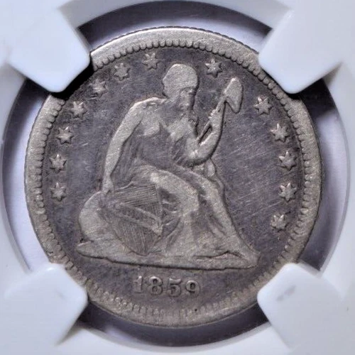 1859 SEATED LIBERTY QUARTER ~ NICE ORIGINAL NGC VG 8! - Image 3 of 4