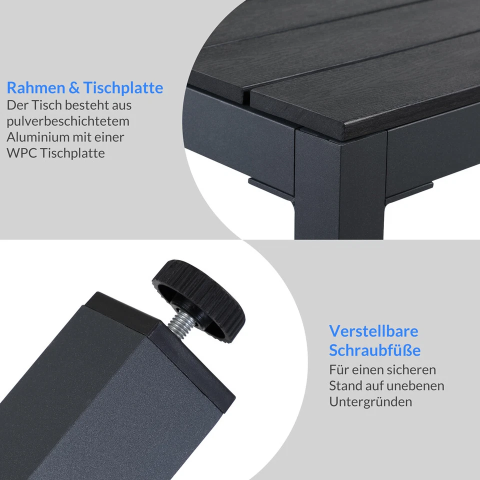 Alu Sitzgruppe Gartenmöbel WPC Tisch Stuhl Essgruppe Sitzgarnitur Garten Set 8+1 - Bild 3 von 4