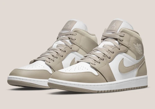 Nike Air Jordan 1 Mid Linen Men's Grey Sports Sneaker 554724-082