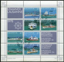 Switzerland 656 ah sheet,CTO.Michel 1120-1127 Bl.23. LEMANEX-1978,River Ships.