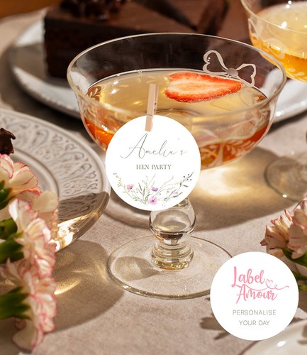 Personalised Wildflower Drinks Topper Cocktail Party Wedding Hen Birthday Edible - Picture 2 of 9
