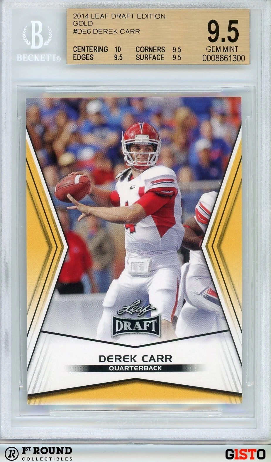 Derek Carr Leaf Draft Edition Gold #DE6 Base
