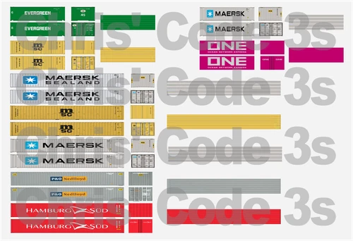 Adhesive Vinyl Shipping Container Decals suit N gauge Graham Farish - 9 Pack Set