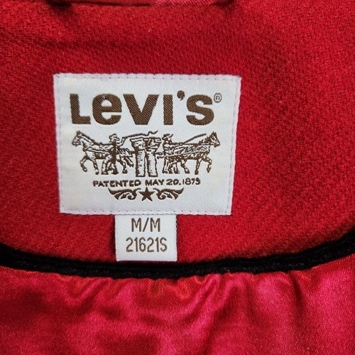 Levi's Pea Coat Women's M Cherry Red Lined Casual Fall Winter Comfy - Picture 6 of 8