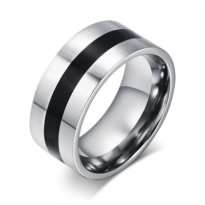 Gold Silver Titanium Steel Polished Black Enamel Men Women Fashion Biker Rings Gold Silver Titanium Steel Polished Black Enamel Men Women Fashion Biker Rings
