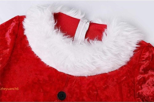 Kids Girls Christmas Ballet Dress Elf Santa Dancing Skating Costume+Xmas Hat Set - Picture 10 of 12