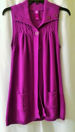 J. Khaki Sleeveless Long Sweater Vest 100% Cotton Solid Purple Girls Sz XL - Picture 1 of 10