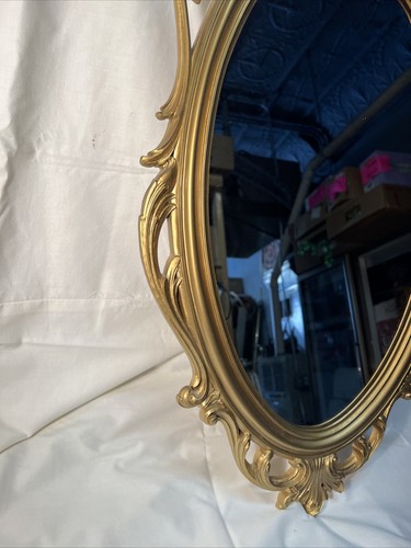 Vintage French Country Rococo Syroco Gold Wall Mantle Mirror 1965 MCM made USA - Picture 7 of 11