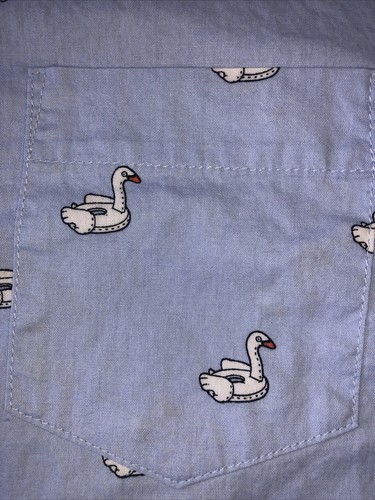 “Retrofit” Shirt Youth Floating Swans Short Sleeves Size XL 14/16 Adult S 36”