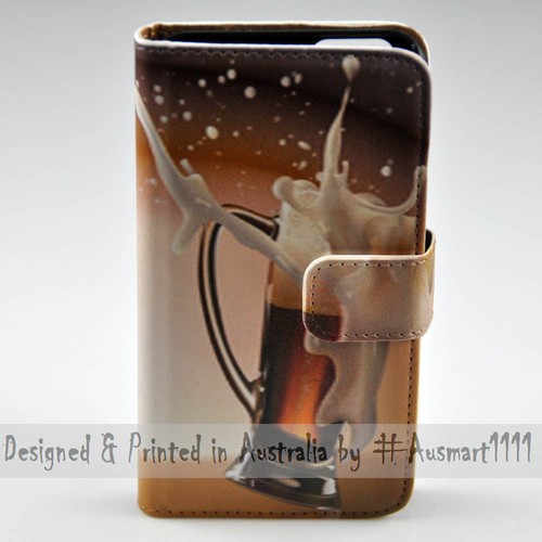 For Apple iPhone Series - Spilled Beer Print Wallet Mobile Phone Case Cover - Picture 2 of 3