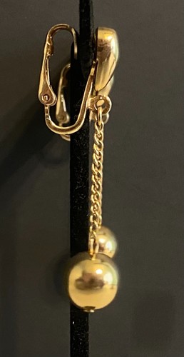 Pendientes de clip colgantes con cuentas de cadena en tono dorado firmados por Sarah Coventry - Imagen 3 de 7