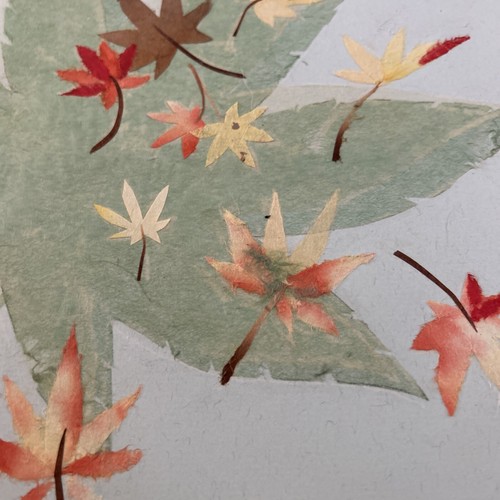 Japanese Paper Art Decoupage handmade SHIKISHI Art Maple Leaves - Picture 6 of 12
