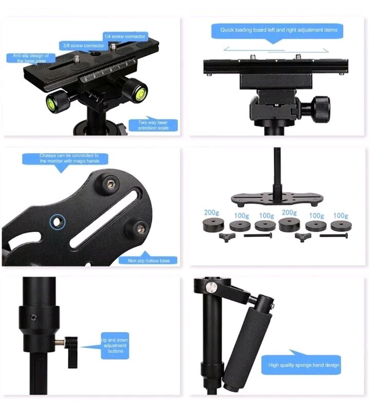 Sturdy Lightweight Video Camera Stabilizer with Adjustable 3 Axis
