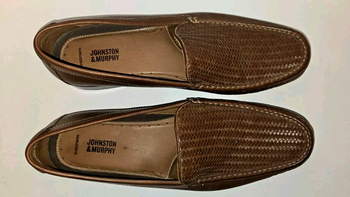 Johnston & Murphy Brown Leather Weave Loafers 20-9000 Size 13M | eBay
