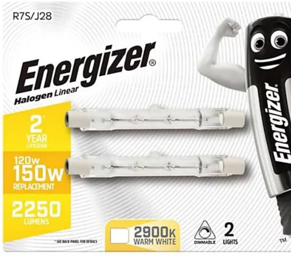 4 x Energizer LINEAR 78mm R7s 2250 Lumen Halogen Warm Bulbs 240V  150W  Dimmable