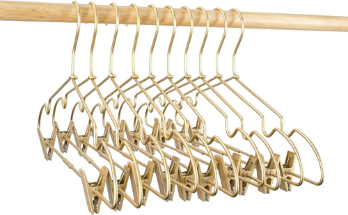 16.5" Gold Metal Clips Hangers, 30 Pack for Adult Clothing Storage - Picture 9 of 12