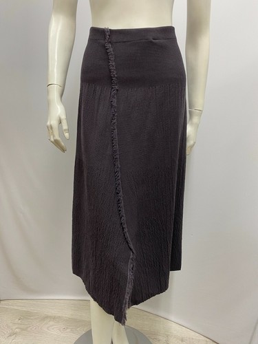 Shirin Guild Rock grau geknittert Wolle Fransen künstlerisch Größe Small S - Bild 1 von 5