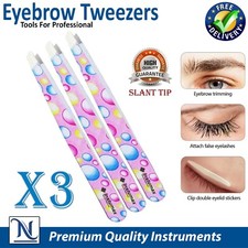 Professional Slant Tip Eyebrow Tweezers   Stainless Steel Precision Eyebrow