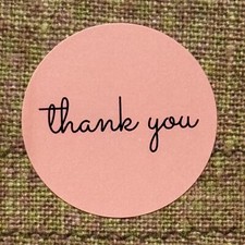 100 THANK YOU Round Stickers Pink/Black Gift Stickers 1  