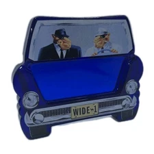 Vintage Joe Camel Wide-1 Car Shaped Cobalt Blue Glass Dual Sided Ashtray 6" L