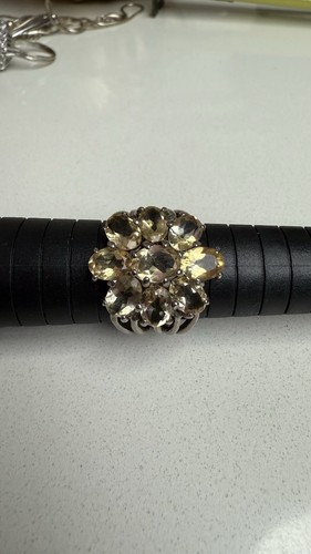 Large Artisan 825 Sterling Silver CITRINE Cluster Statement Ring Size 9.5 - Picture 3 of 4