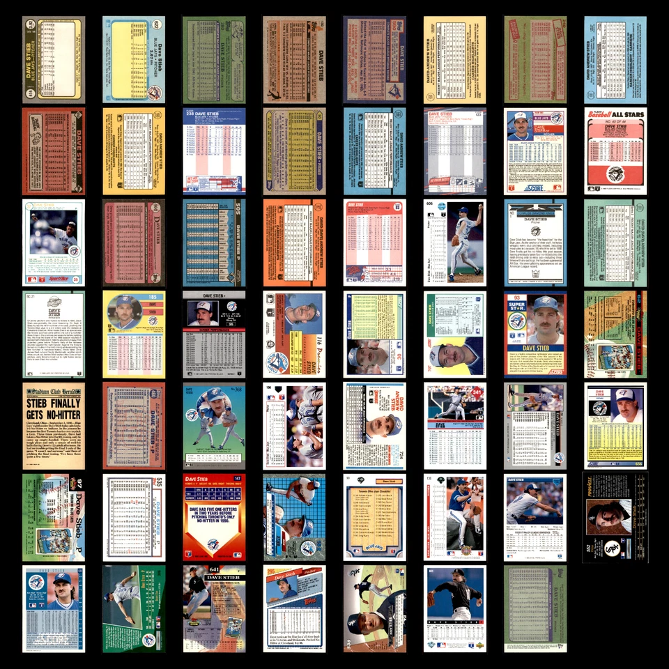 Lote de 55 tarjetas de béisbol diferentes de Dave Stieb 1981-2004 Toronto Blue Jays/White Sox Foto 2 de 4