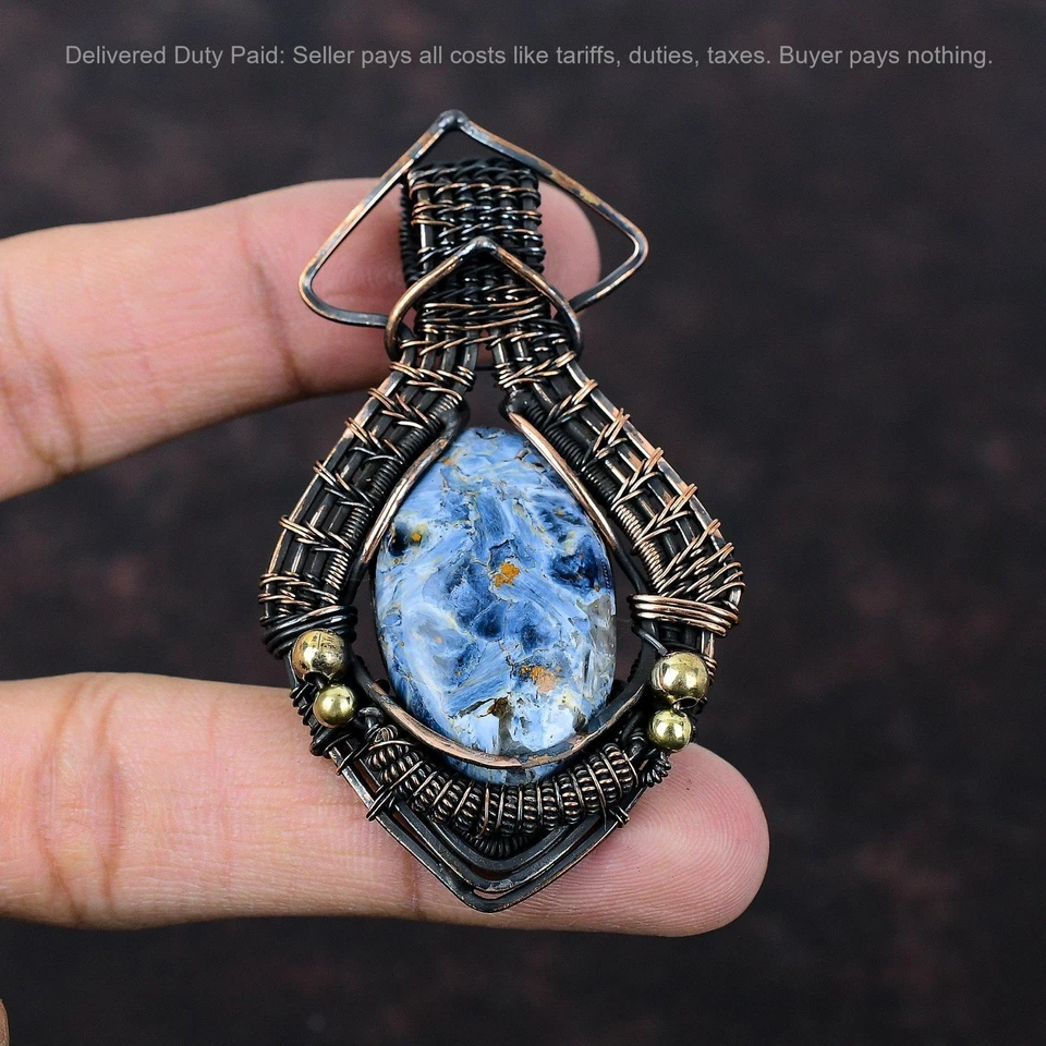 Oferta Black Friday Colgante Hija Ovalado Natural Pietersita Envuelto Alambre Cobre Foto 2 de 4