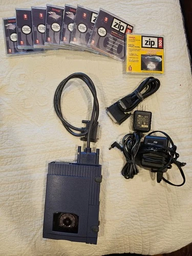 Iomega Zip 100 External Parallel Port Disk External Drive w/Disks and power