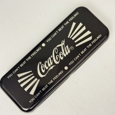 Vintage Coca-Cola Pen Case Storage Tin Removable Tray Mechanical Pencil NOS 90s