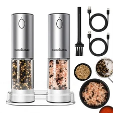 ThermoMaven 110ml Rechargeable Electric Salt and Pepper Grinder Set - 6 Adjus...