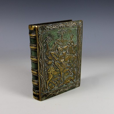 Vintage Bronze Le Verrier Book Trinket Box St George Slaying Dragon