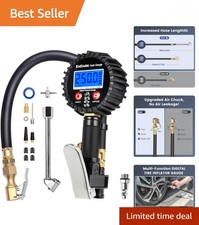 Durable Tire Pressure Gauge Inflator Easy Read Digital Screen 3-in-1 Tool