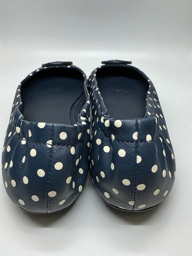 Tory Burch Minnie Travel Ballet Flats Navy Blue with White Polka Dots Sz 7M EUC - Picture 6 of 10
