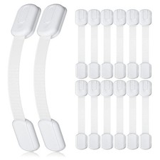 Baby Proof Cabinet Locks 12 Pack, Child Safety Straps with 3M Adhesive, No Drill