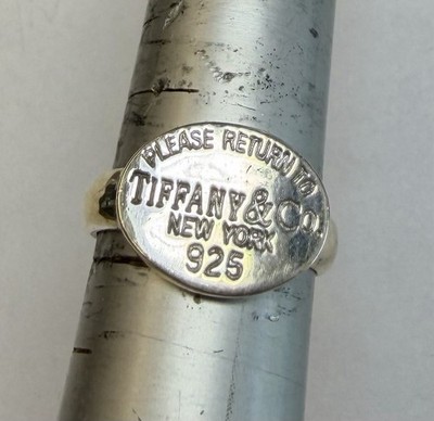 Size 10 3/4 Tiffany & Co Oval Signet Ring in Sterling Silver 8.5