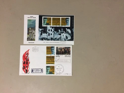 Two HOLOCAUST related Israel fdc.One with SS,one registered COMBO stamps