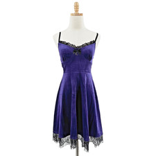 Mini Whimsygoth Dark Purple Velvet Dress Small Celestial Witchy Retro 90s Y2K