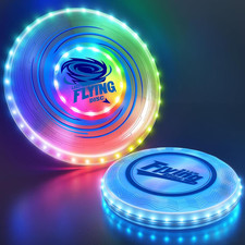 Light Up Flying Disc Set, 2 Pack LED Outdoor Game for Kids Adults, 7.8 and 10